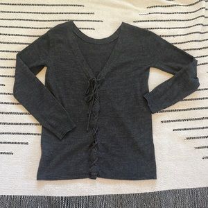 BB Dakota Lace Up Back Sweater Gray XS